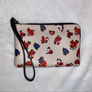 Red and Blue Flower Coach Wristlet